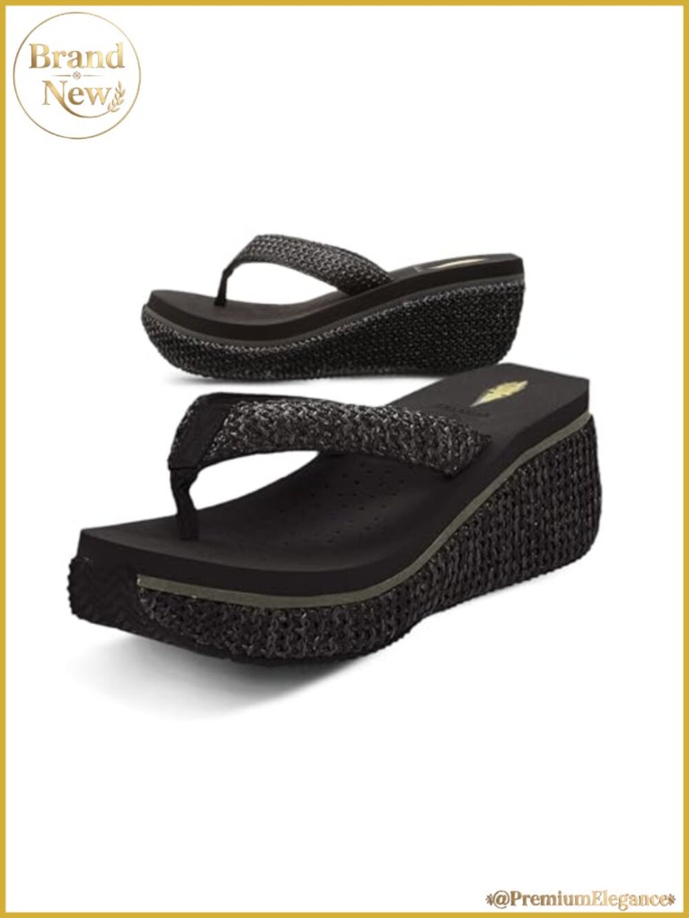 Women's Platform Wedge Thong Sandals with EVA Insole & Rubber Outsole